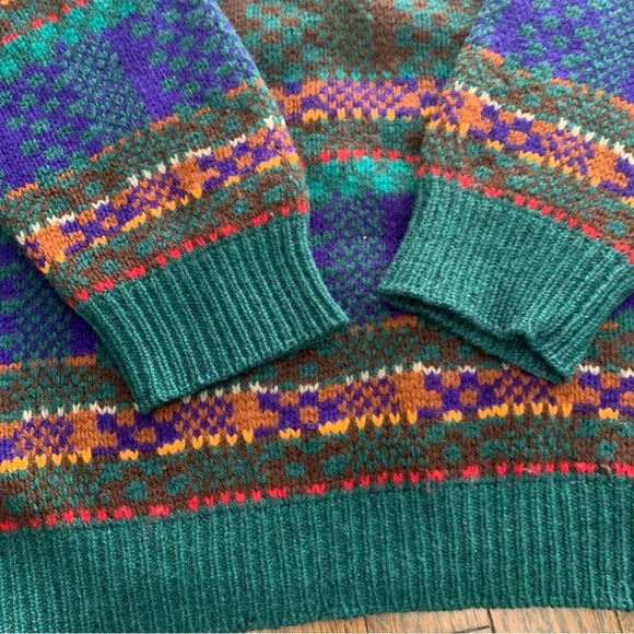 VINTAGE Benetton Made In Italy Multicoloured Shetland Wool Sweater Size Unknown - Picture 7 of 10